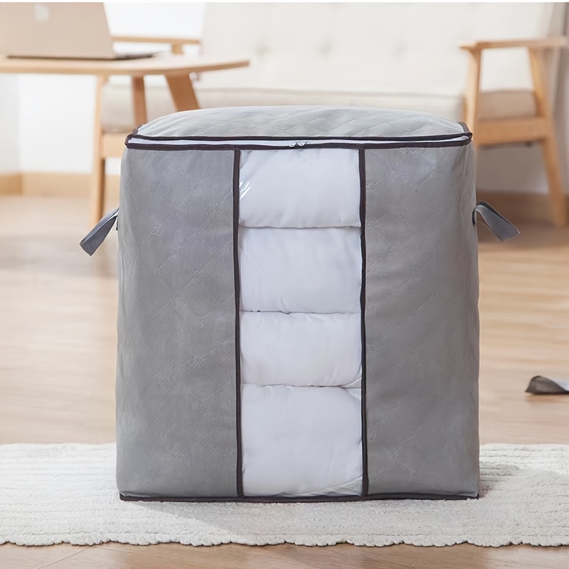 Clothes Storage Bags, Organization And Storage Bins, Essentials Storage  Containers With Clear Window Double Zippers, Closet Organizers For Blankets  Clothing Sweaters, Grey - Temu