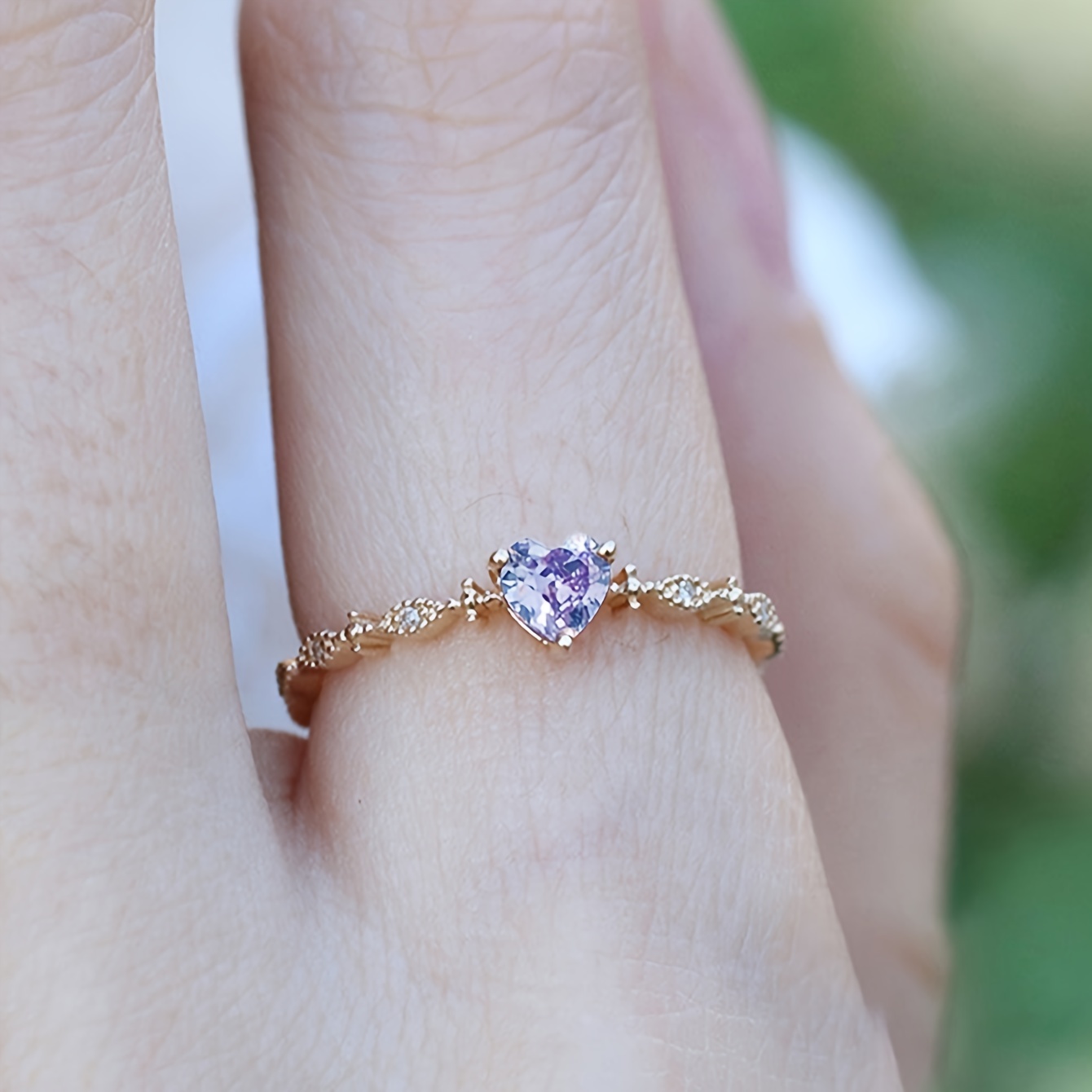 Eternity Heart CZ Ring Rose Tone Daily/Special Occasions