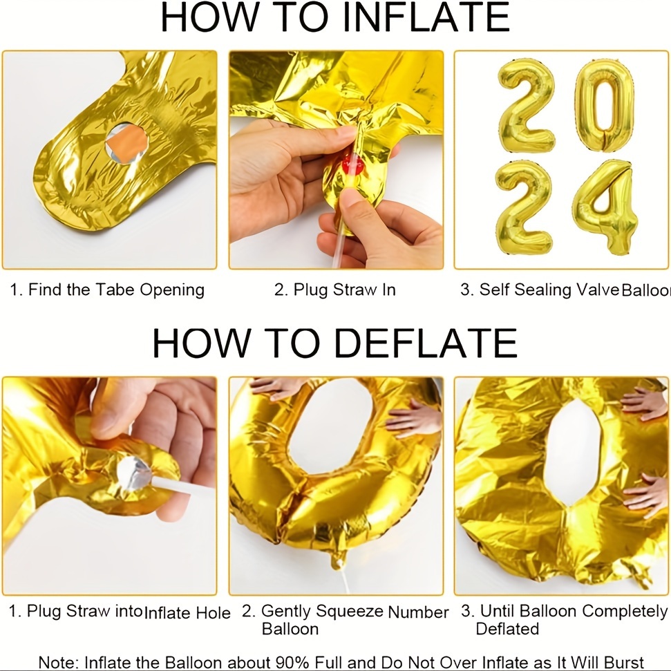 Foil Number Balloons For 2024 New Year Eve Festival Party - Temu