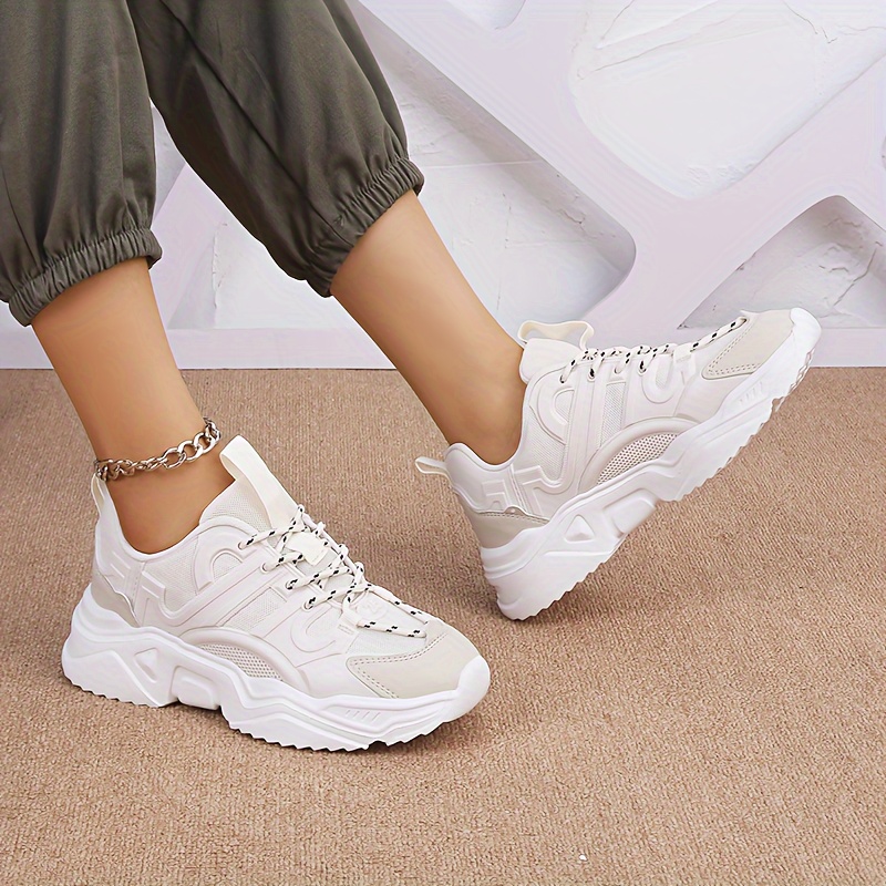 Women's Breathable Mesh Platform Sneakers Casual Lace Up - Temu Canada