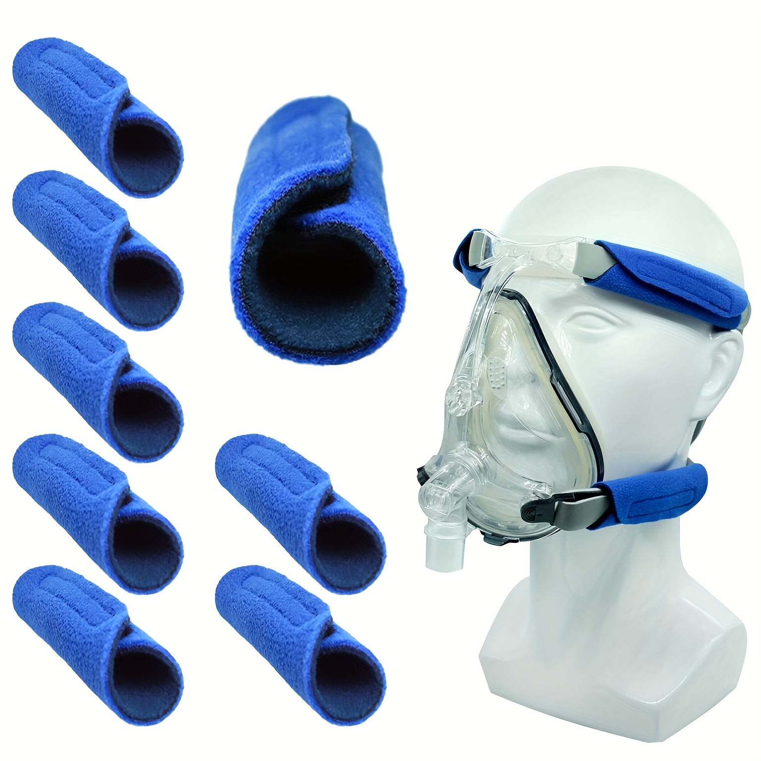 Casco de repuesto universal para máscara completa, repuesto de parte CPAP  para la cabeza (sin máscara) (azul)
