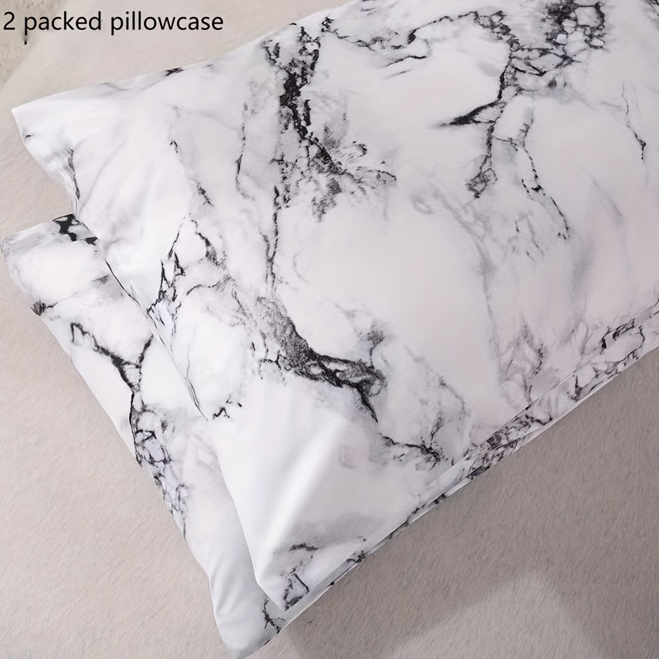 

2pcs Marble Pattern Pillowcase, Soft Breathable Pillowcase For Sleeping, Premium Quality Envelope Pillow Protector For Bedroom Sofa Dorm Room Home Decor, Without Pillow Core