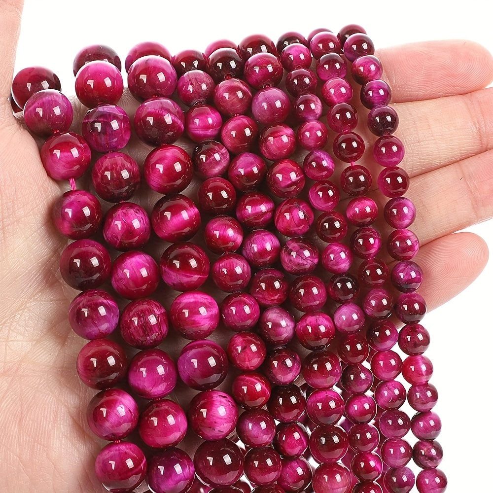 

6mm-10mm Rose Red Tiger Eye Beads 60pcs Natural Stone Loose Beads Diy Bracelet Necklace Earrings Making Jewelry Therapy Crystal Jewelry Accessories