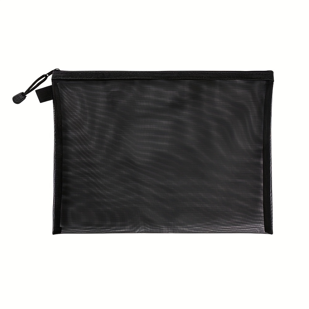 A4 Mesh Zipper Pouch Black Waterproof Zipper Bags Organizing - Temu
