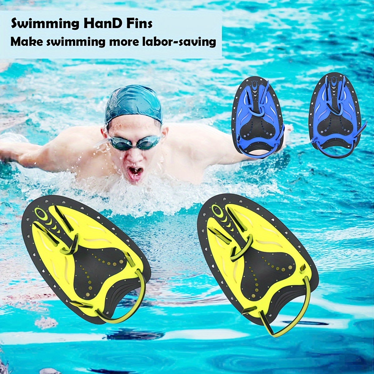 Flippers Hands - Jouets de piscine - Palettes à main - Palmes enfant -  Palmes à main