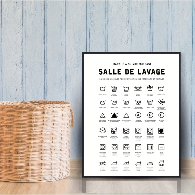 French Laundry Symbol Sign Prints Affiche Buanderie Poster - Temu