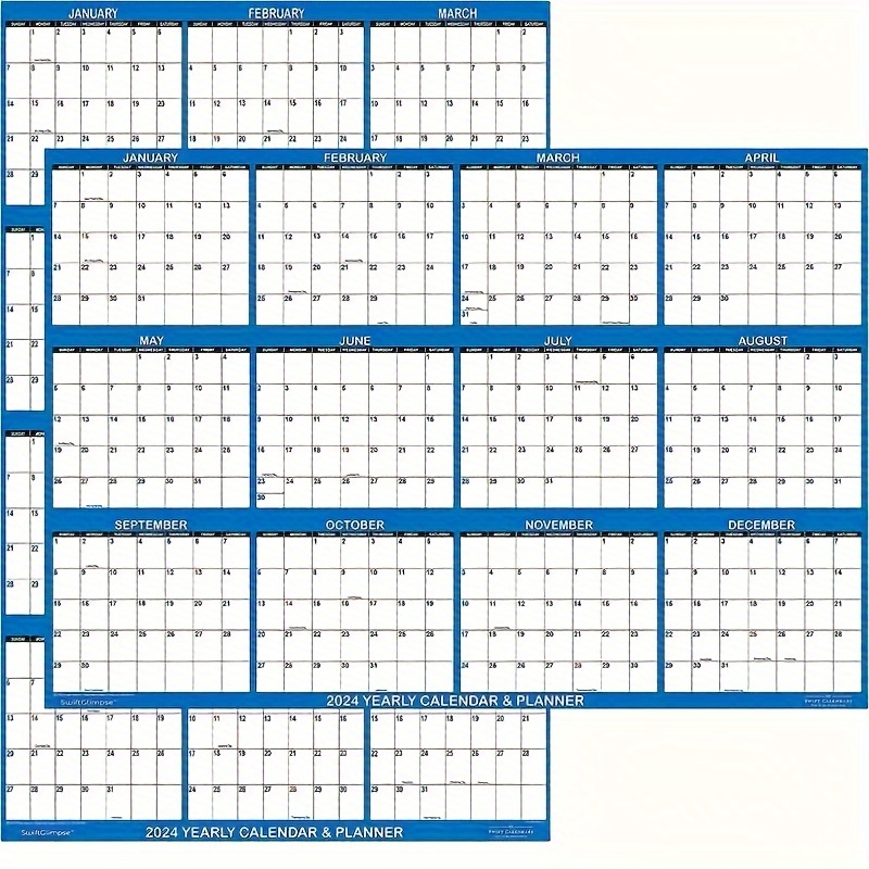 Calendrier effaçable à sec calendrier mural 2024 calendrier 