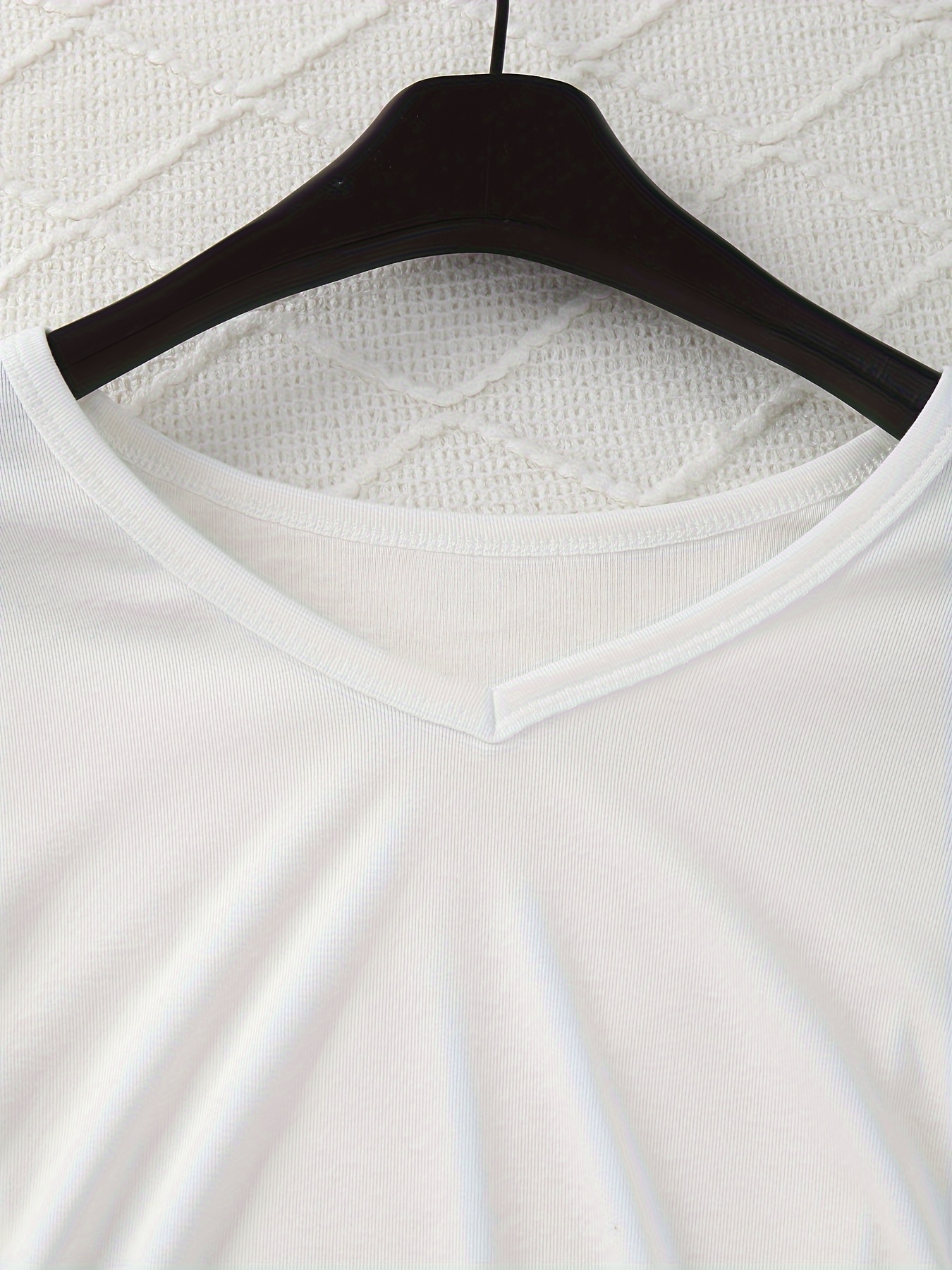 Solid V Neck Long Sleeve Top Women's Loungewear