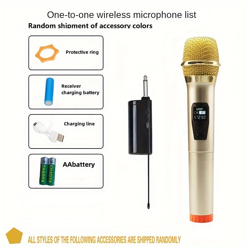 Microphone sans fil One Tow Two, Pour Online Live Stage Home Karaoke  Microphone universel Or