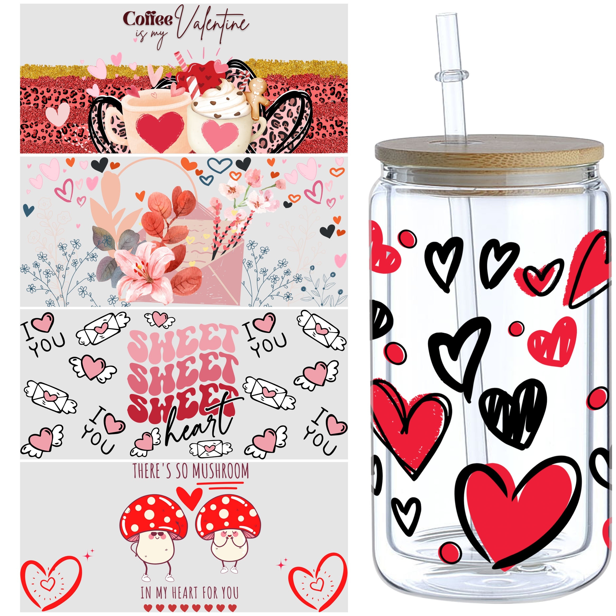 UV DTF Wednesday | Cup Wrap | 16oz Libbey Glass Can | UVDTF Cup Wrap |  Coffee Cup Wrap | Cup Wrap | Spooky Cup Wrap | Ready to Ship