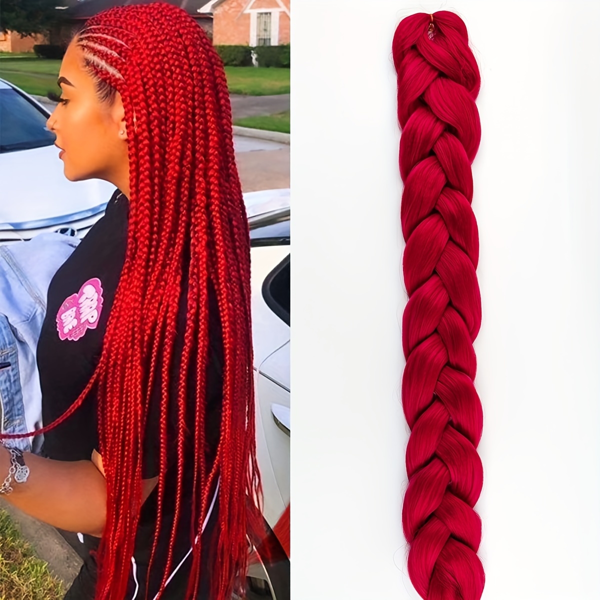 Extensão de cabelo de tranças sintéticas, caixa de tranças coloridas de  crochê retas para mulheres 50g, marrom azul vermelho preto - AliExpress