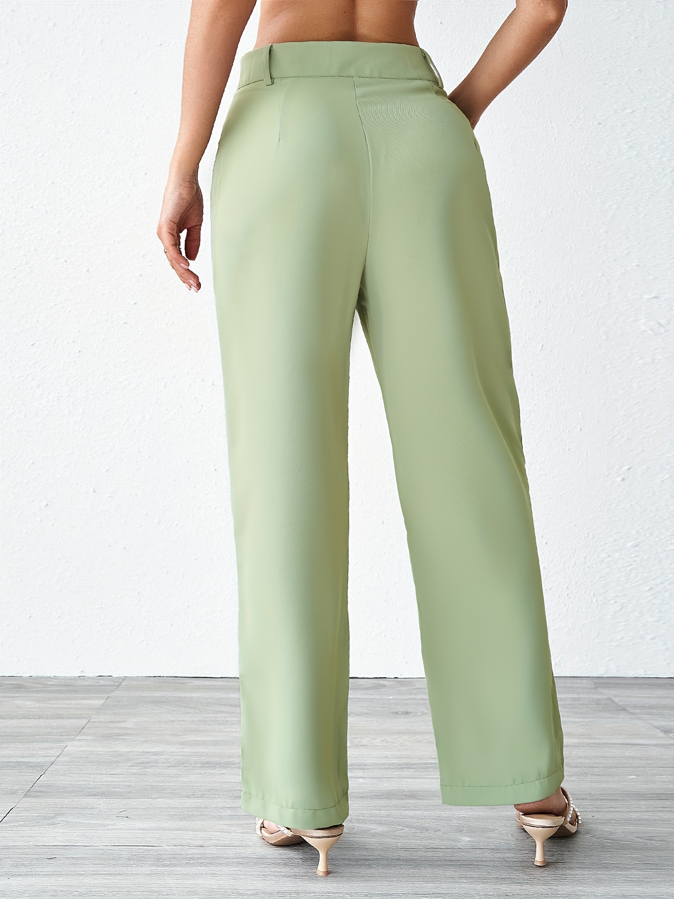 SHEIN Mint Green High Rise Tailored Wide Leg Pants Women's Size XS (2)