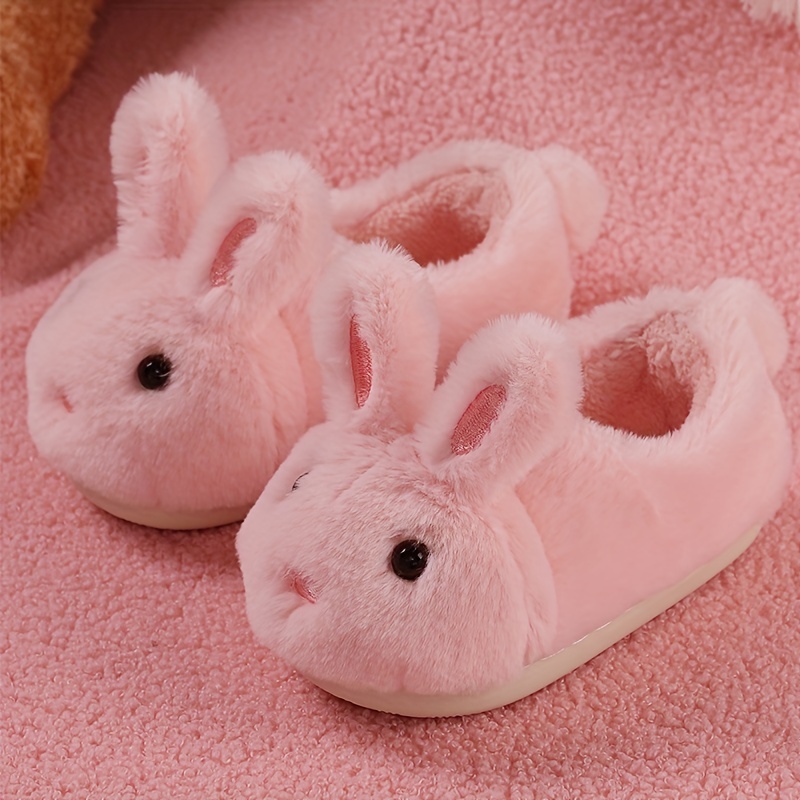 

Cute Cartoon Rabbit Furry House Shoes For Girls, Comfortable Non Slip Soft Bottom Walking Shoes For Indoor, Winter