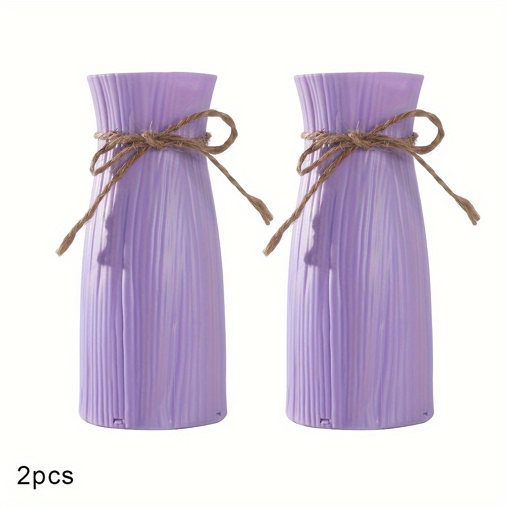 Image of 2pcs Bohemian Style Plastic Vases With Ceramic Look - Origami Design, Unbreakable Pastel Vases For Home Decor, Ideal For Artificial Flower Arrangements, No Water Needed, Vases For Flowers