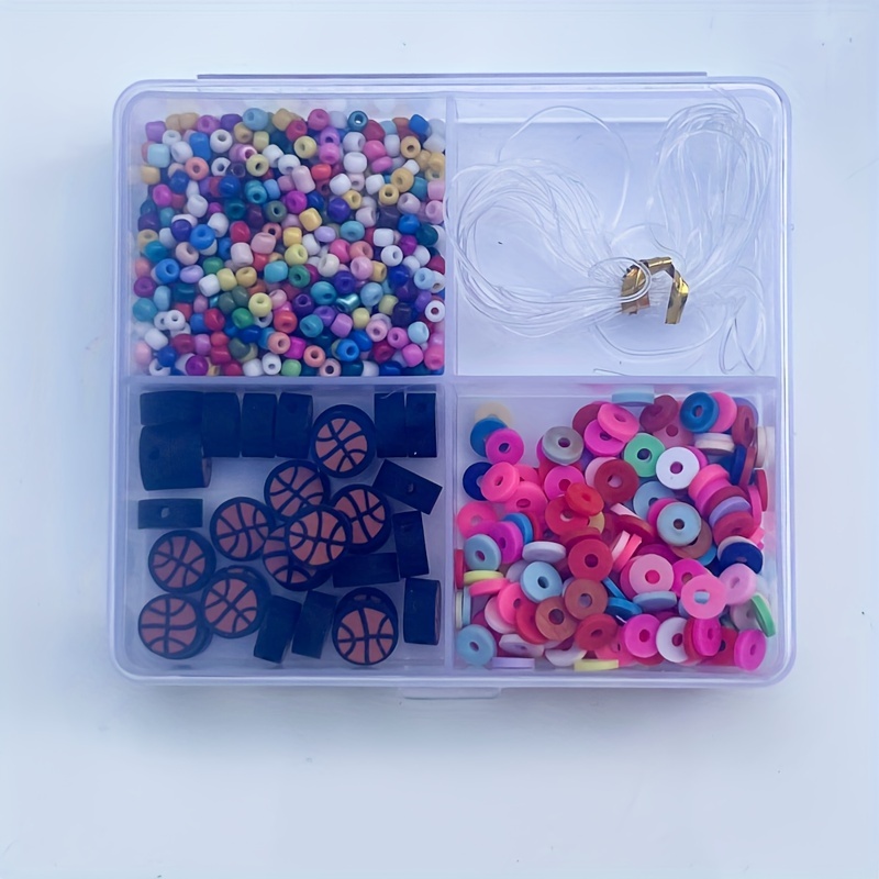 100pcs/pack Sports Ball Shaped Polymer Clay Beads With Drilled Hole For Diy  Jewelry Making, Comes With Elastic String