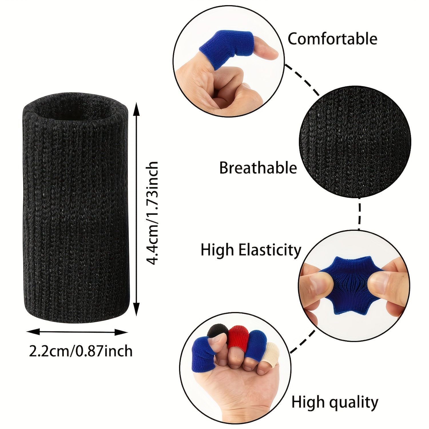 Fundas para dedos, soporte de férula para el pulgar para soporte de dedos,  cinta elástica transpirable, protector de presión de compresión para