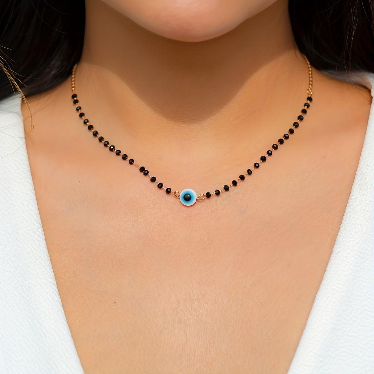 Stylish Beaded Evil Eye Necklace