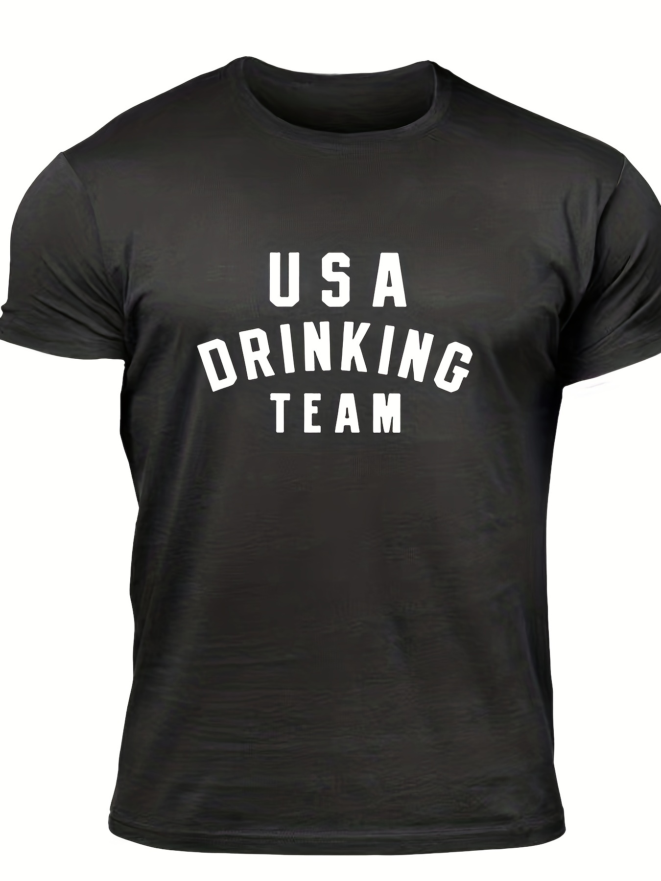 Drinking Team Men's Letter Print T-shirt Casual Stretch Tee
