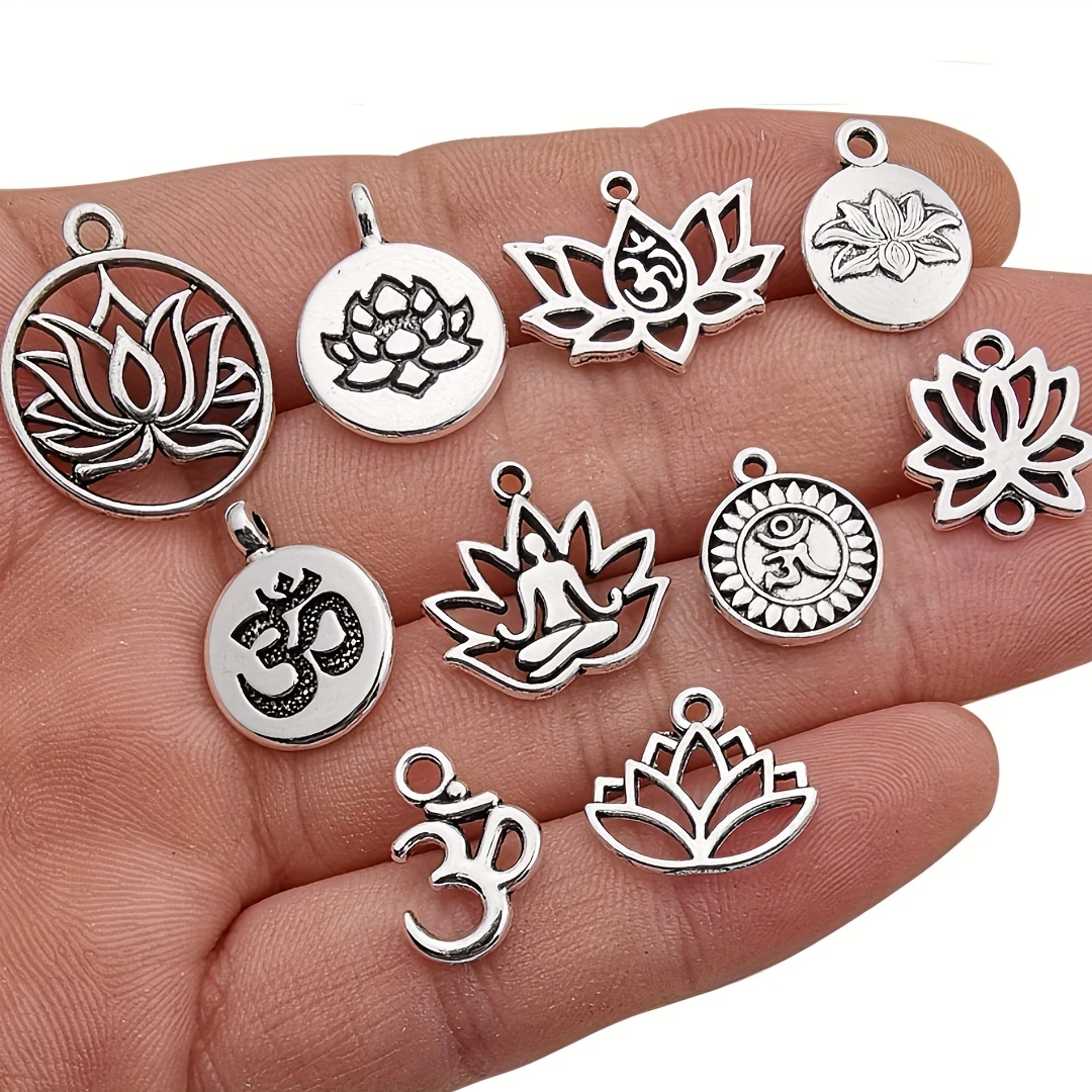 charms for jewelry making, small charms for bracelet, lotus