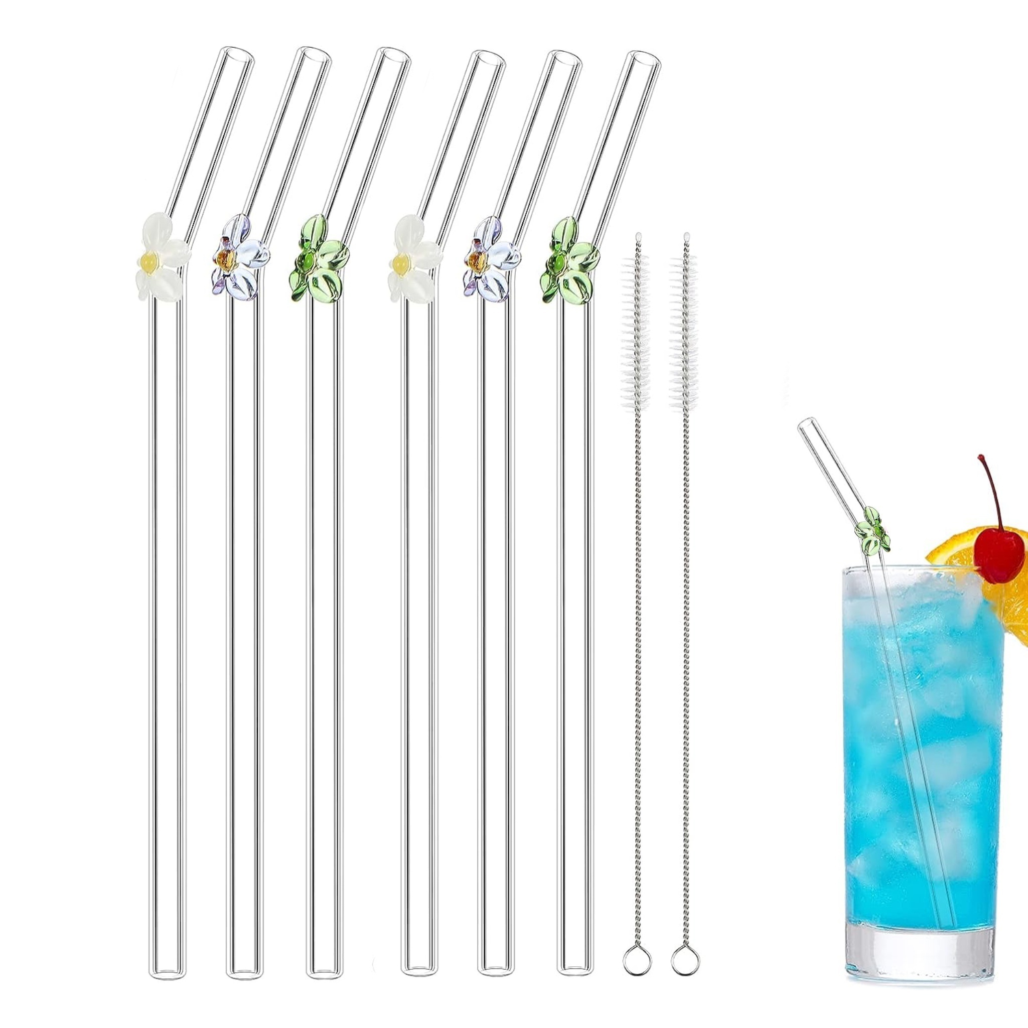 Flower GLASS STRAW - Boba Straws, Smoothie Straws