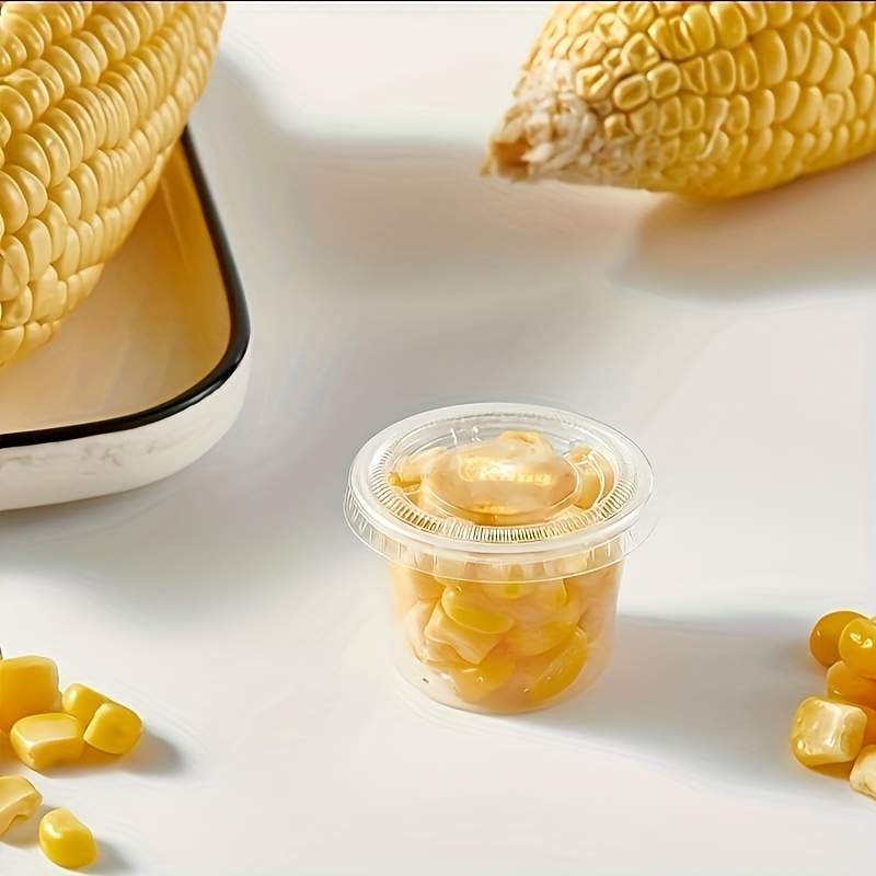  CHICIRIS Recipientes pequeños de plástico con tapas, 4 tamaños,  50 unidades, cajas de plástico transparente para salsa, para comida para  llevar (2 onzas) : Hogar y Cocina
