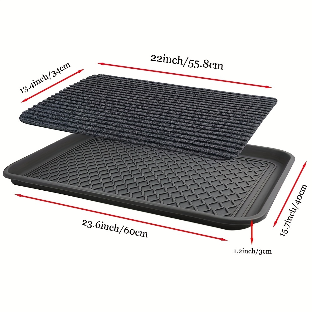 2pcs Shoe Tray For Entryway Indoor 23.62 X 15.75inch, Large Boot Tray Mat  With Doormat For Indoor And Outdoor Use, Dog And Cat Food Bowls Tray