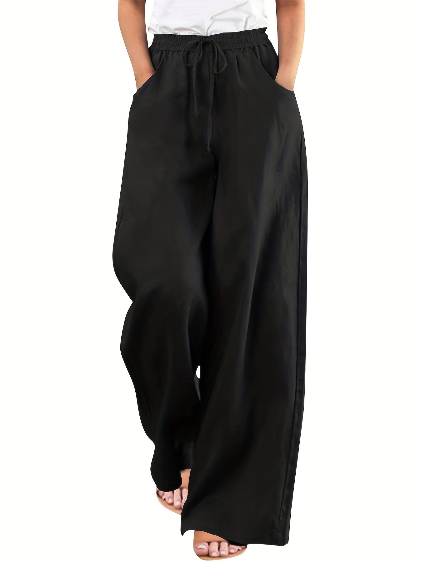 Black High-Waisted Linen Trousers – Thistle + Elm