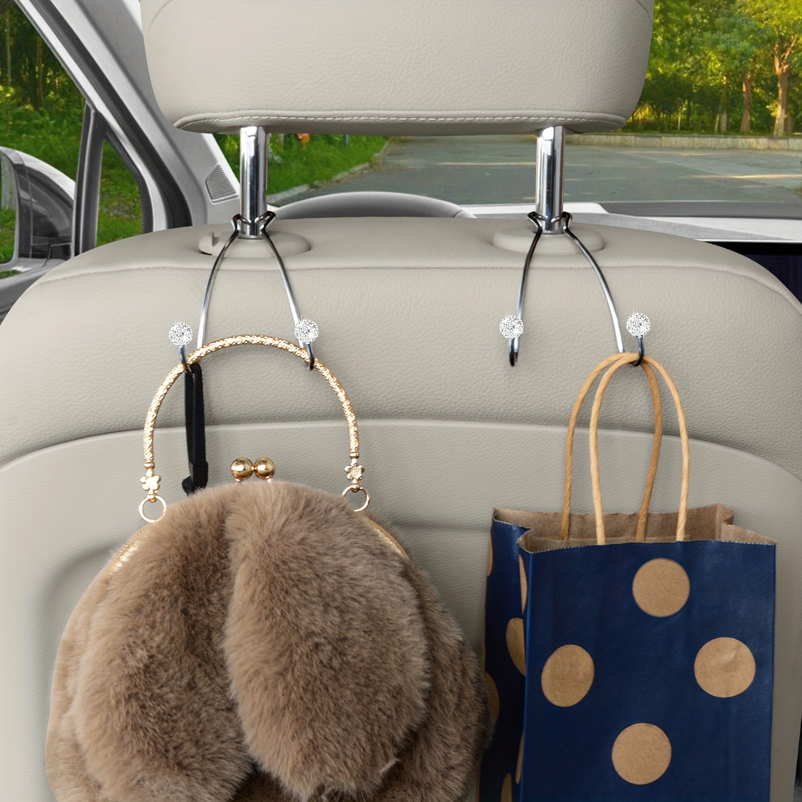 Bling Car Headrest Hooks For Purses And Bags, Upgraded Car Purse