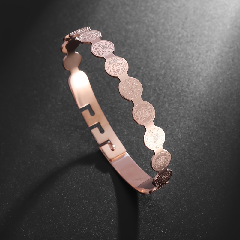 Stainless Steel Bracelet With Virgin Mary Embossed Pattern, Lucky Jewelry  For Men Women - Temu