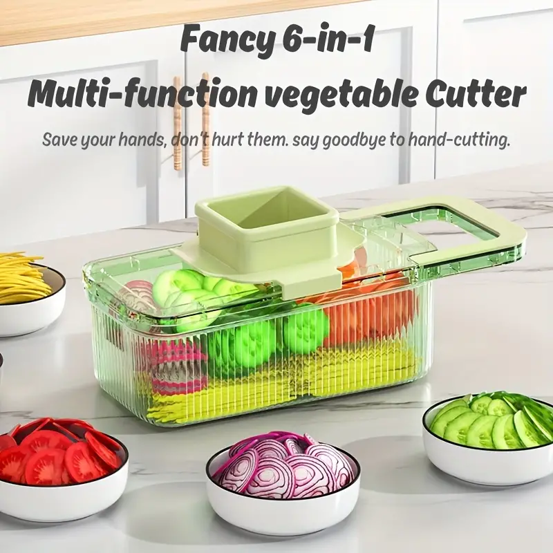 1 Multifunctional Vegetable Slicer And Chopper With Container And