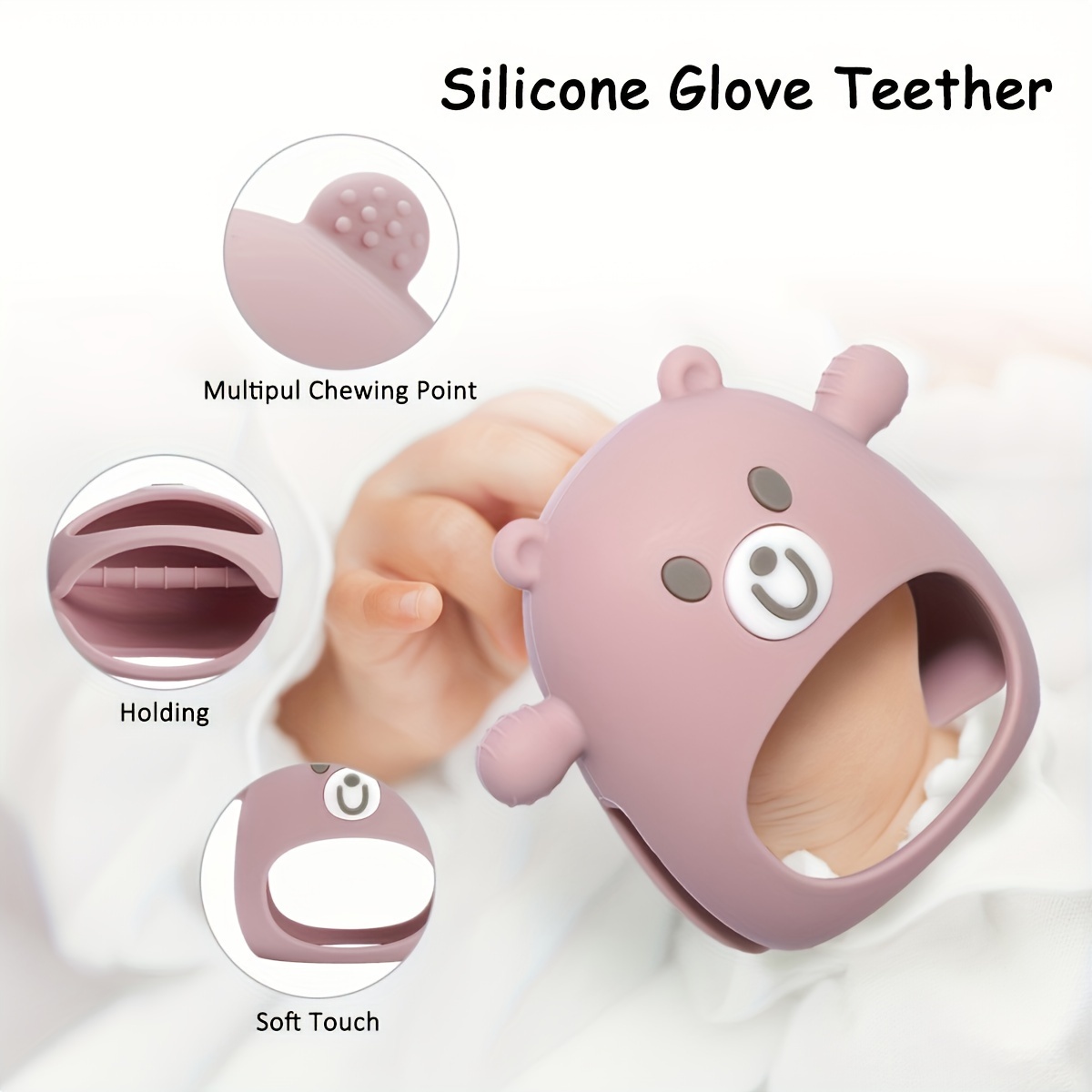 TYRY.HU Baby Teether Mitten, Silicone Teething Toy for Sucking Needs