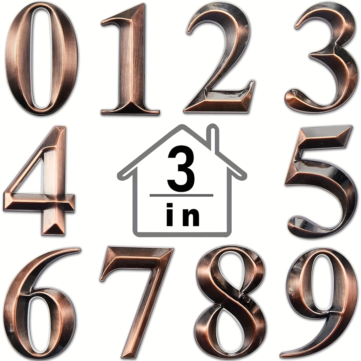 3 Pouces 3D Numéros de Boîte aux Lettres Numéros de Maison Auto-adhésifs  Numéros d'Adresse Étanches Autocollants de Numéro de Rue de Porte pour  Maison