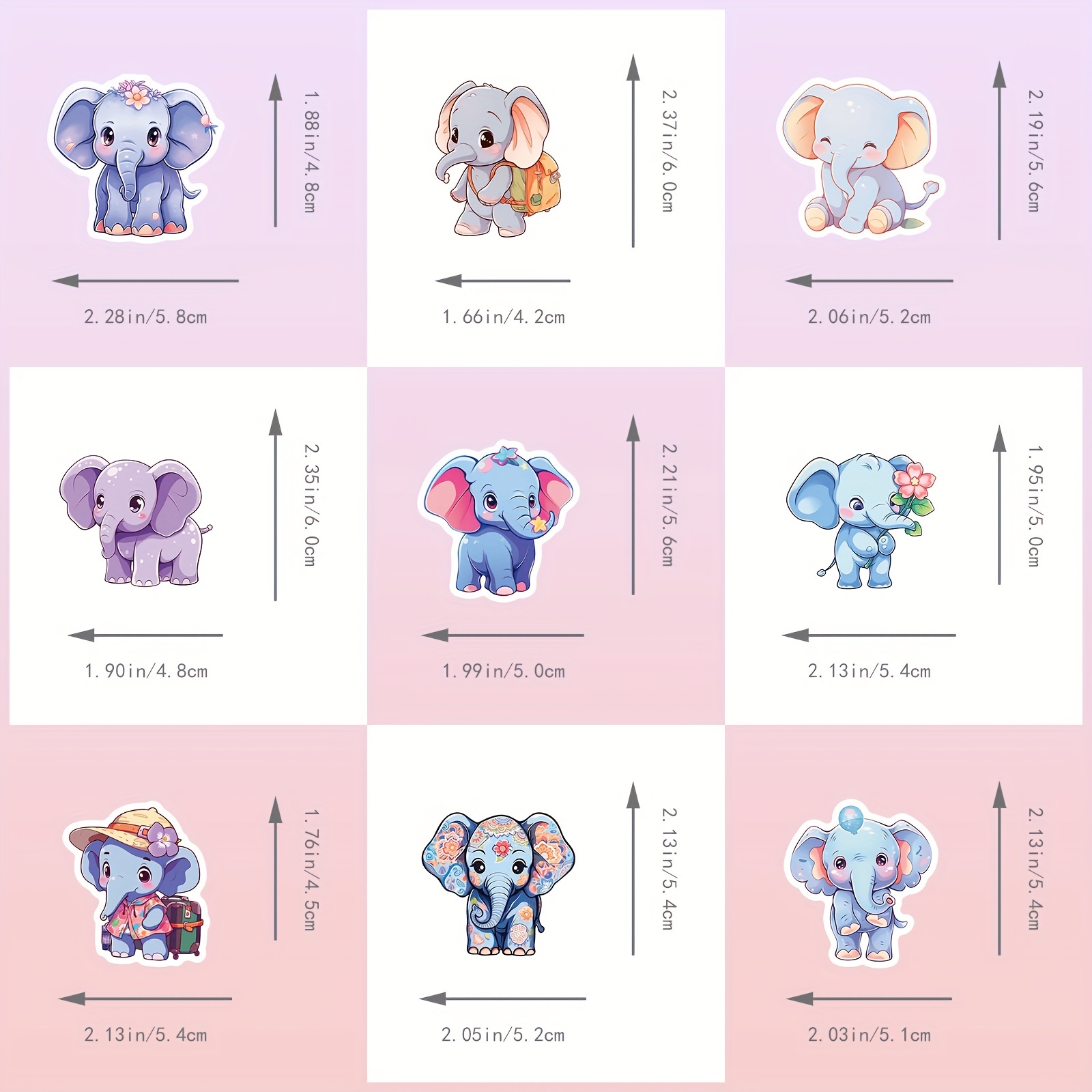 Cartoon Cute Elephant Family Stickers Children's Painted - Temu