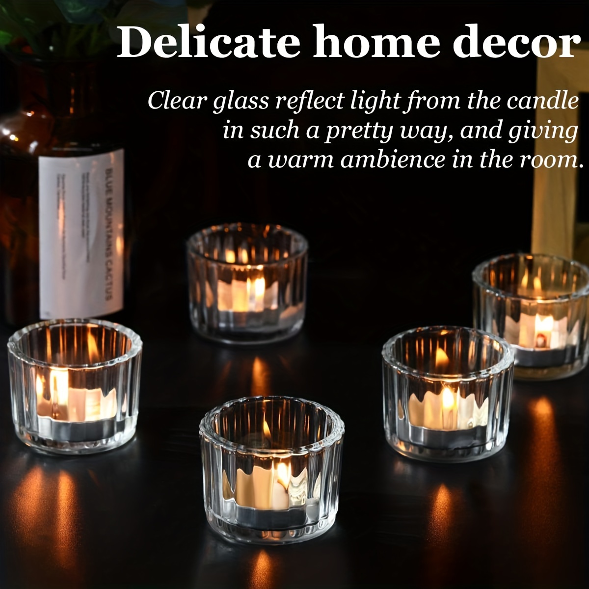  Reversible Glass Candle Holder Set of 6 Clear Ribbed Glass  Votive Holders Tealight Candle Holders Taper Candle Holders for  Candlesticks for Table Centerpiece Wedding Birthday Party Christmas  Festival : Home 