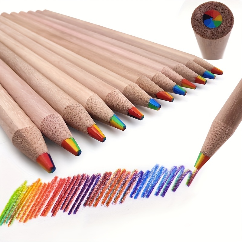 AUAUY 30 Pièces Crayon Arc-en-Ciel, 4 en 1 Crayon de Couleurs