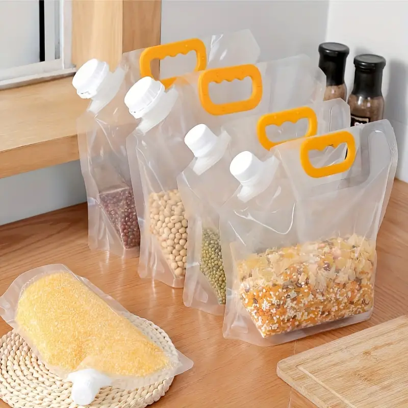 4pcs Moisture-proof Sealed Bag, Transparent Grain Storage Suction Bags,  Resealable Airtight Smell Proof Packaging Baggies, Stand Up Food Storage  Pouch