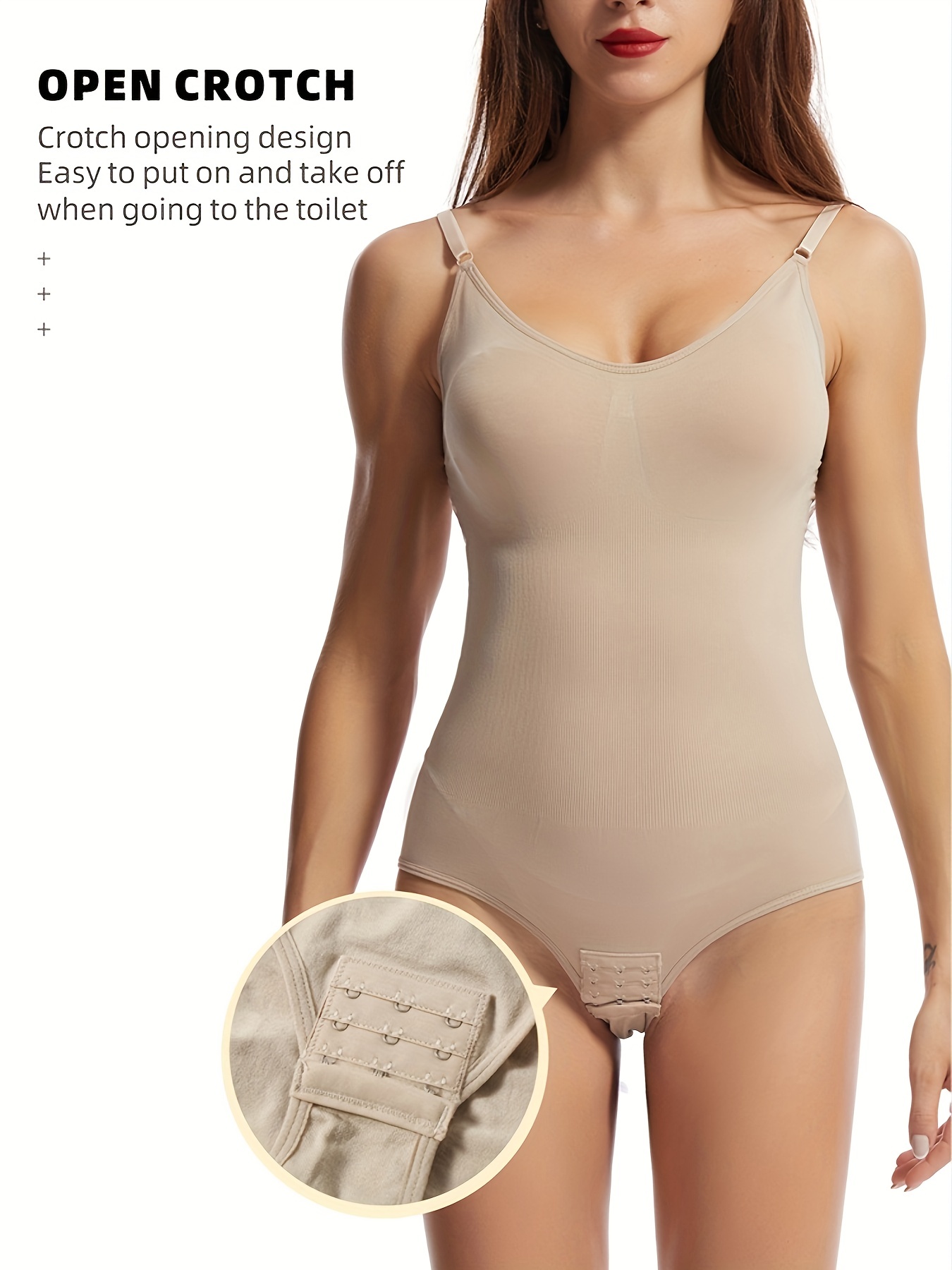 CMTOP Women Shapewear Bodysuit Tummy Control Seamless Body Shaper with  Adjustable Spaghetti Straps Bodycon Jumpsuit
