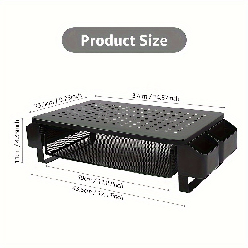 Soporte monitor organizador escritorio 63,5x20x13,5 cm café