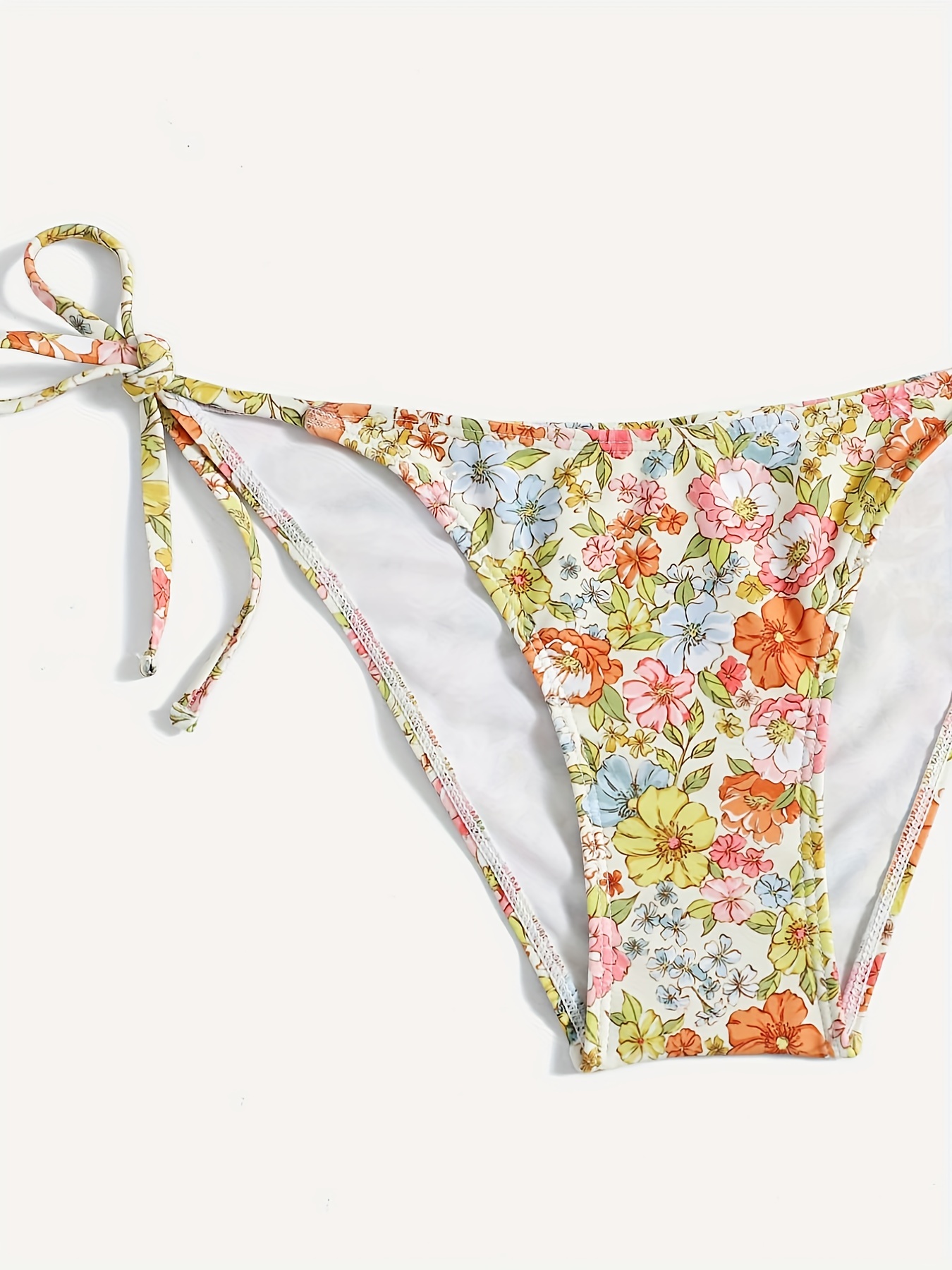 Ditsy Floral Print Underwire Push Bikini Sets Tie Side High - Temu