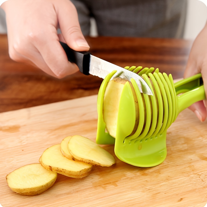 Kitchen Fruit Slicer Vegetable Tomato Clip Holder Lemons Potato Cutter Tool  Pickle Container For Restaurant - Temu