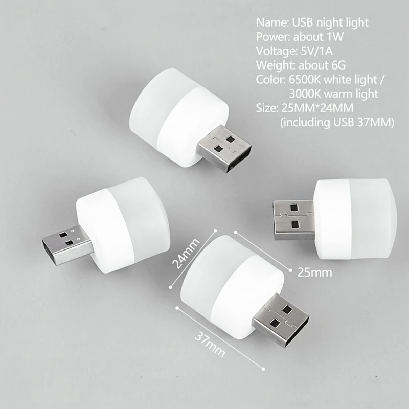 Mini lámpara de enchufe USB de 6 piezas luz de libro de protección ocular  superbrillante 5V