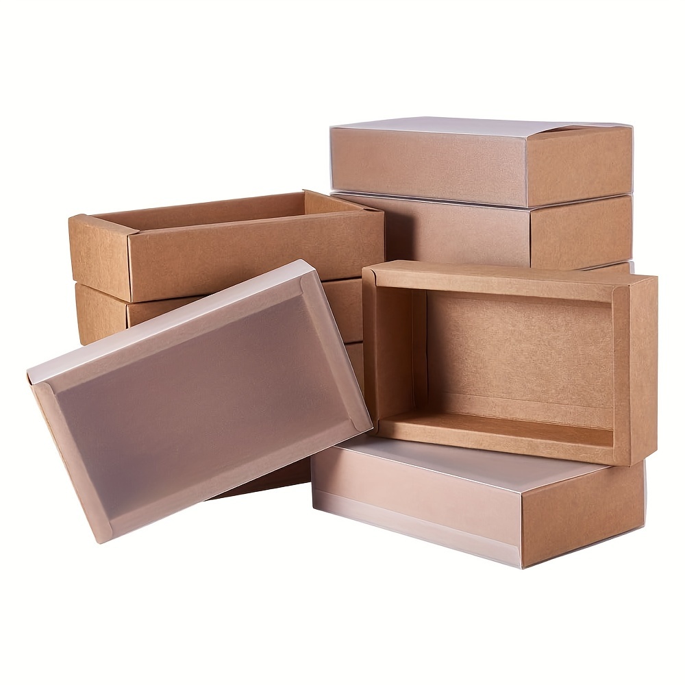 5Pcs Kraft Paper Gift Boxes with Clear Plastic Lid Cover Presents