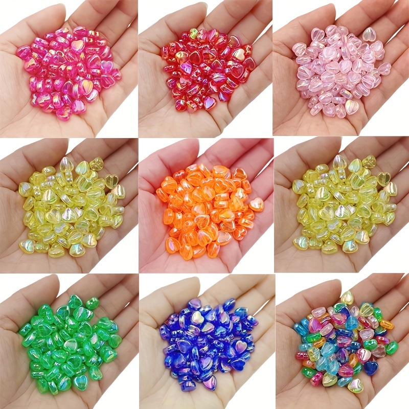 10pcs Gradient Czech Lampwork Crystal Glass Love Heart Beads Charms Pendant  DIY Jewelry Making Necklaces Earrings Accessoriesw