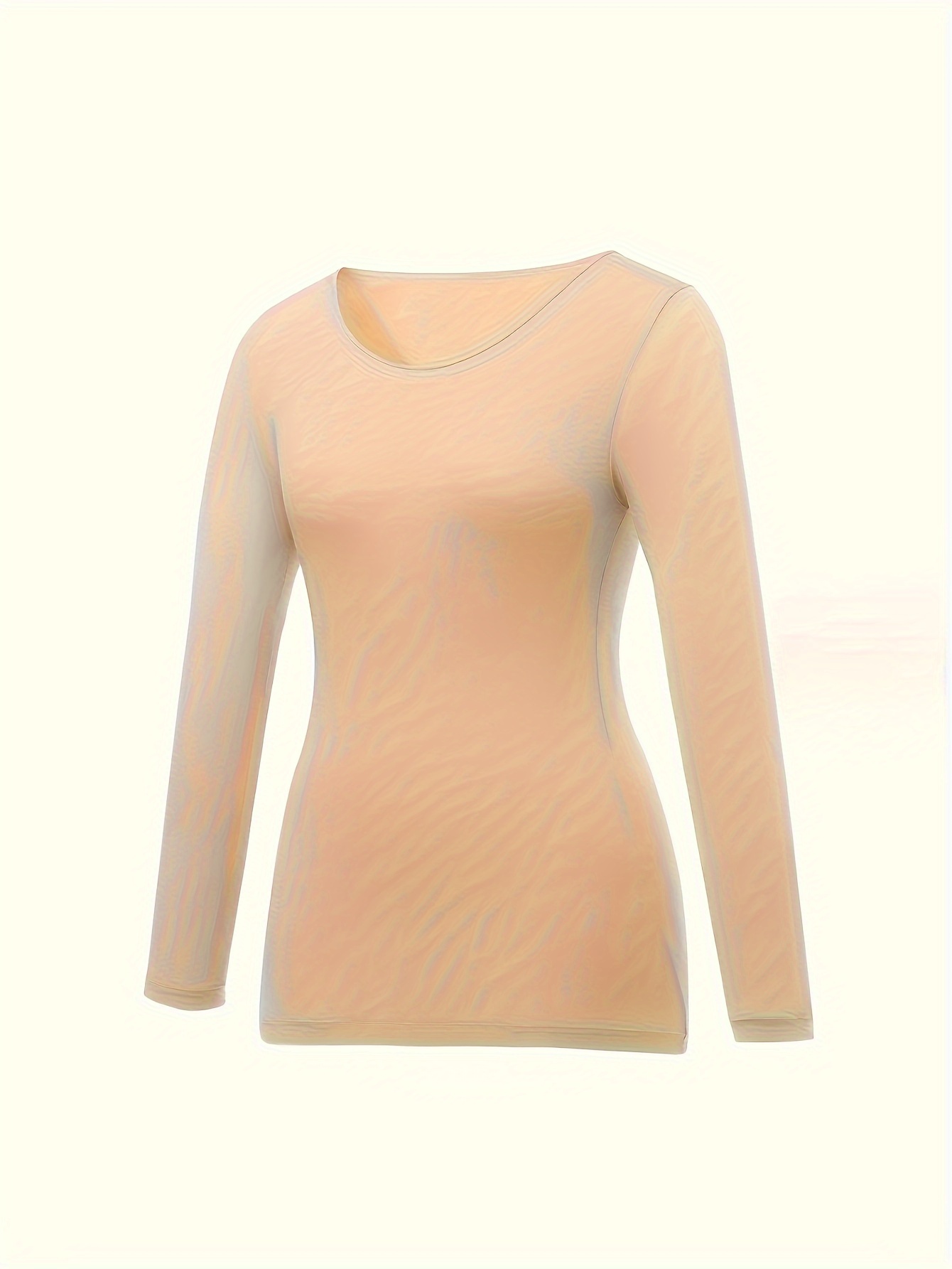 Seamless Solid Thermal Underwear Warm Stretchy Long Sleeve - Temu