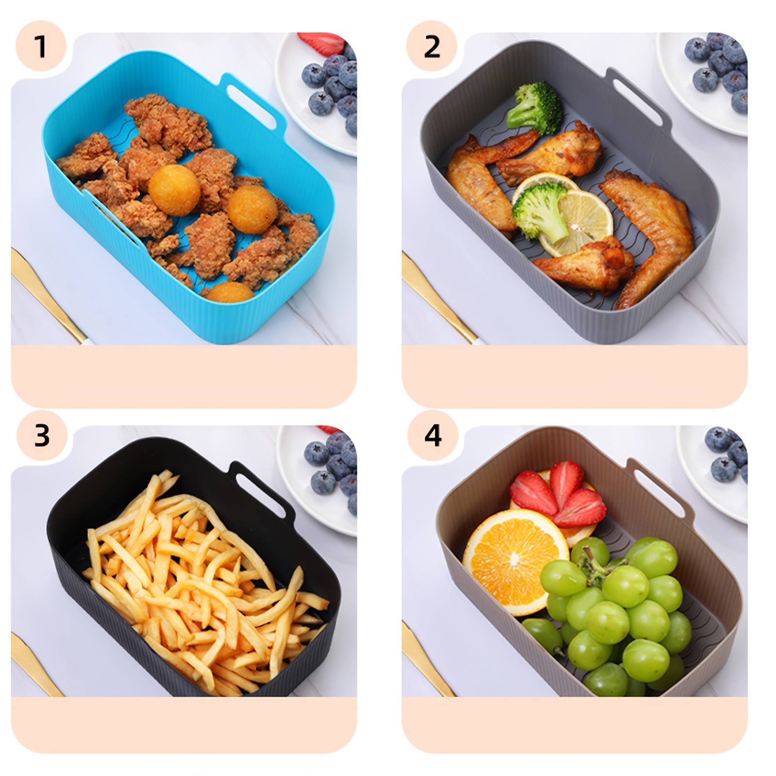 Rectangle Air Fryer Liners Reusable Silicone Baking Tray Airfryer Liners  for Oven Dual Basket Air Fryers Kitchen Accessories - AliExpress