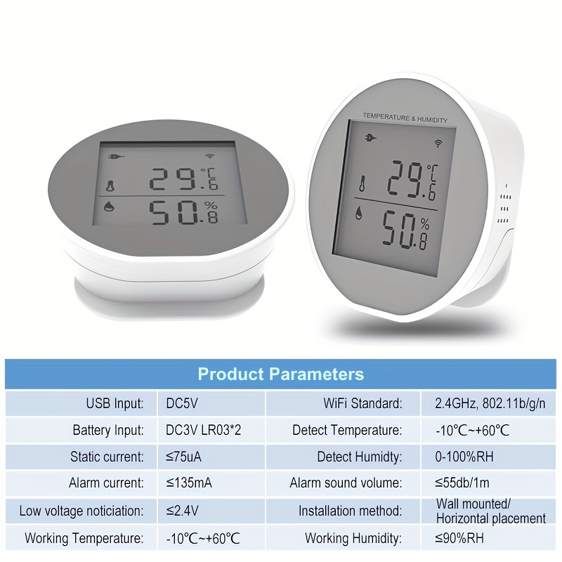 Tuya New WiFi Temperature Humidity Sensor Smart Life Backlight Hygrometer Thermometer  Sensor Support Alexa Google Home