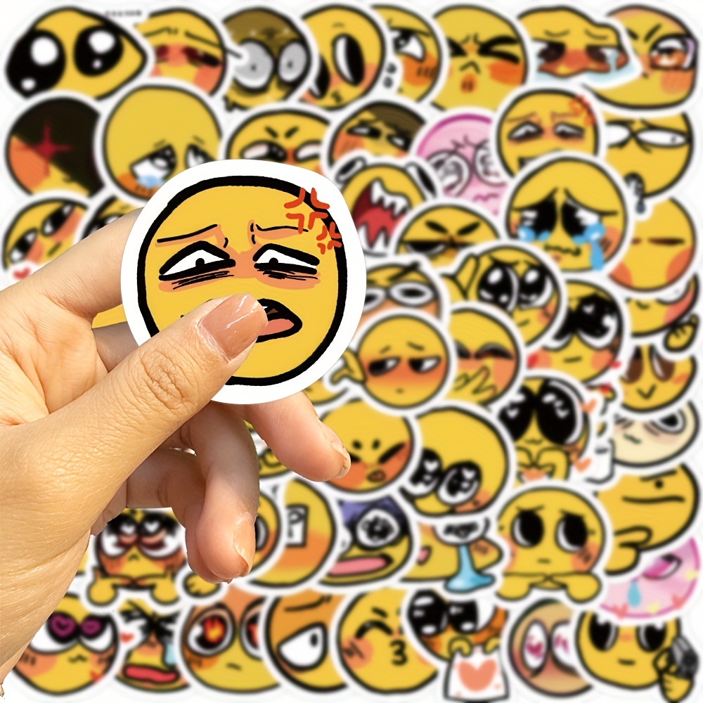 Face Stickers Yellow Emoticon Sticker Vinyl Waterproof - Temu