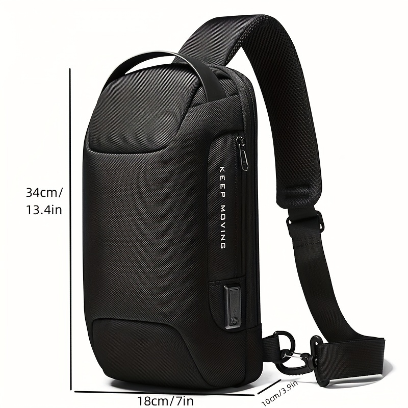 Men Sling Bag Pack with Lock Waterproof Anti-Theft Chest Bag with USB  Charging Port Shoulder Bag Crossbody