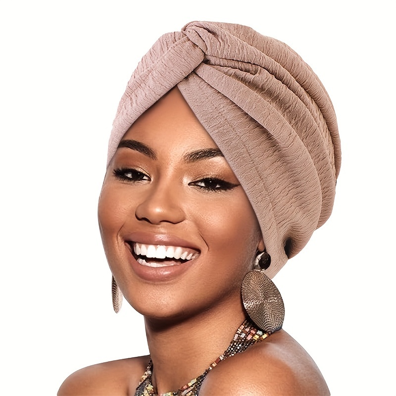 

Forehead Cross Knot Turban Hat Solid Color Pleated Head Wraps Elastic Headscarf Beanies Ramadan Chemo Cap For Women