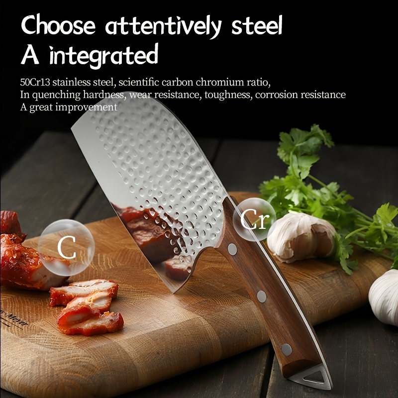 Hand Hammered Forged Dual Purpose Round Head Kitchen Knife, Chinese Kitchen  Knife, high quality and Carefully polished